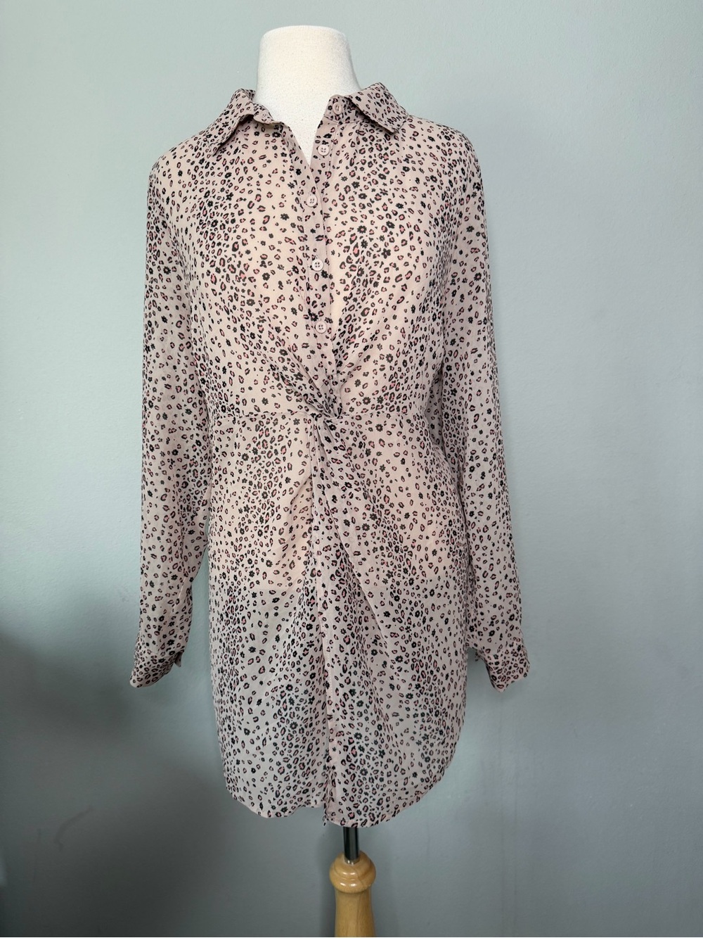 torrid Beige Leopard Print Twist-Front Blouse
